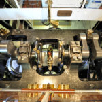 Blick in den Maschinenraum eines Raddampfers