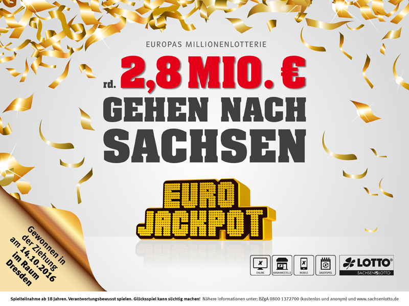 2.8 Millionen Euro gewinnt ein Sachse bei Eurojackpot im Oktober